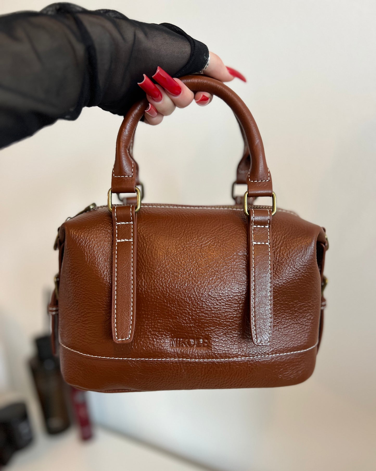 NIKOLÈ Caramel Tote – skórzana torebka damska, elegancka torba na co dzień