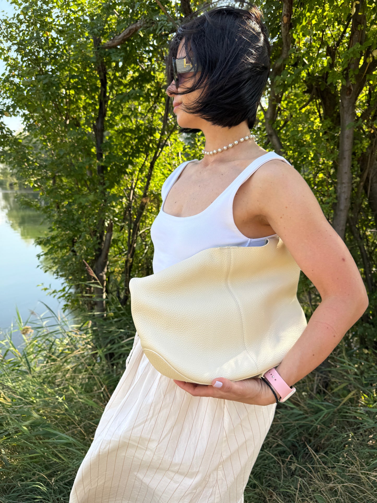 NIKOLÉ Kelly Milk – Elegant Leather Hobo Bag