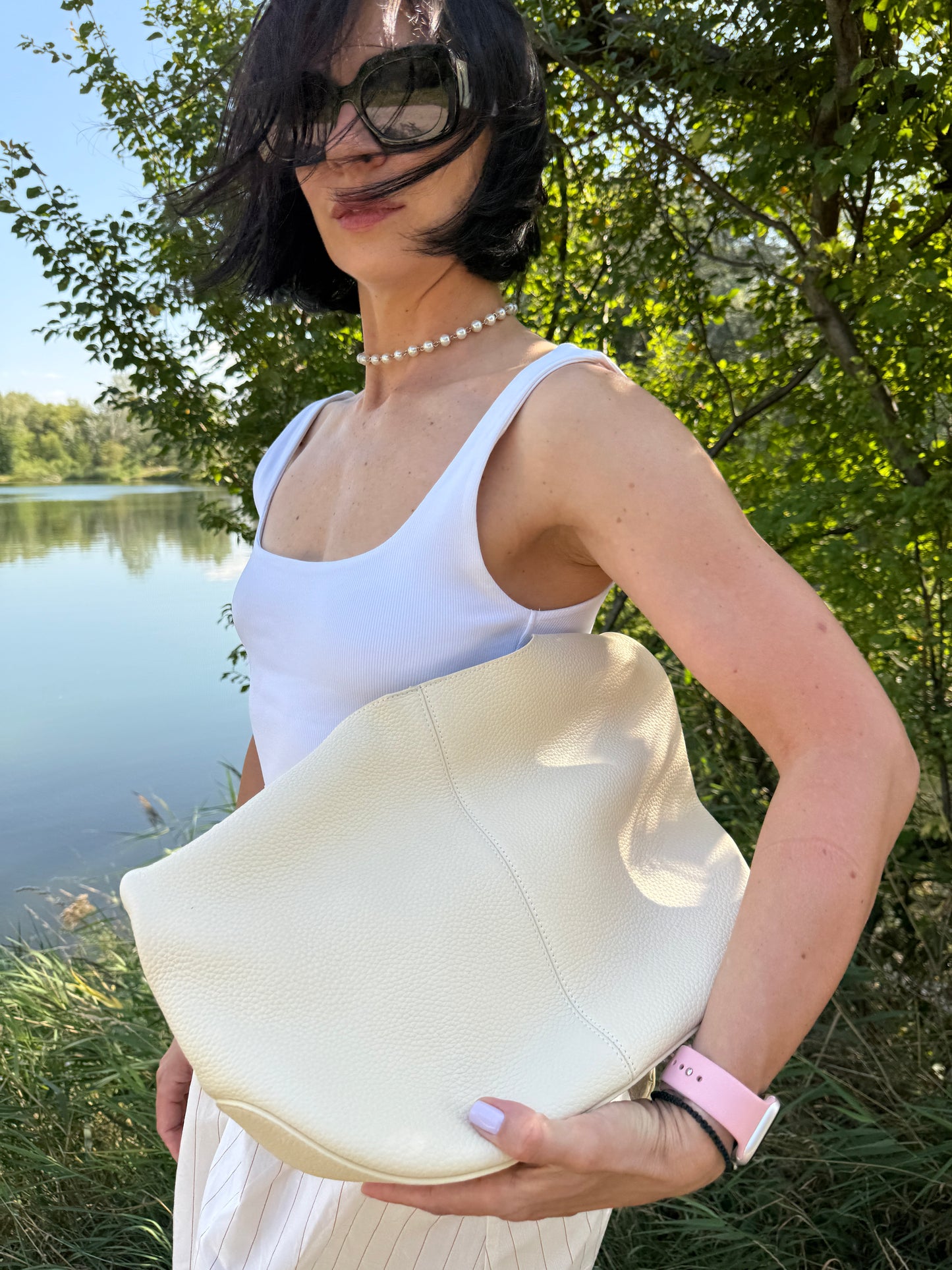 NIKOLÉ Kelly Milk – Elegant Leather Hobo Bag
