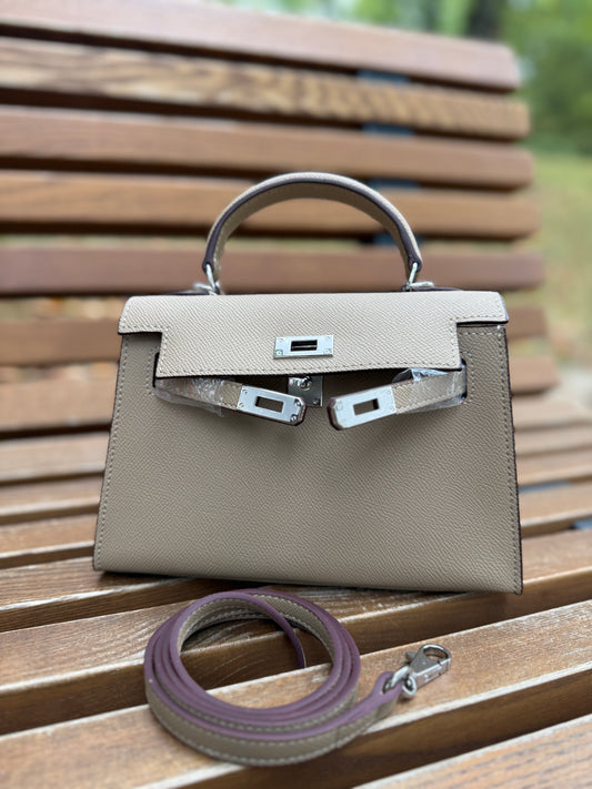 Lilu Taupe – Premium Natural Leather Bag