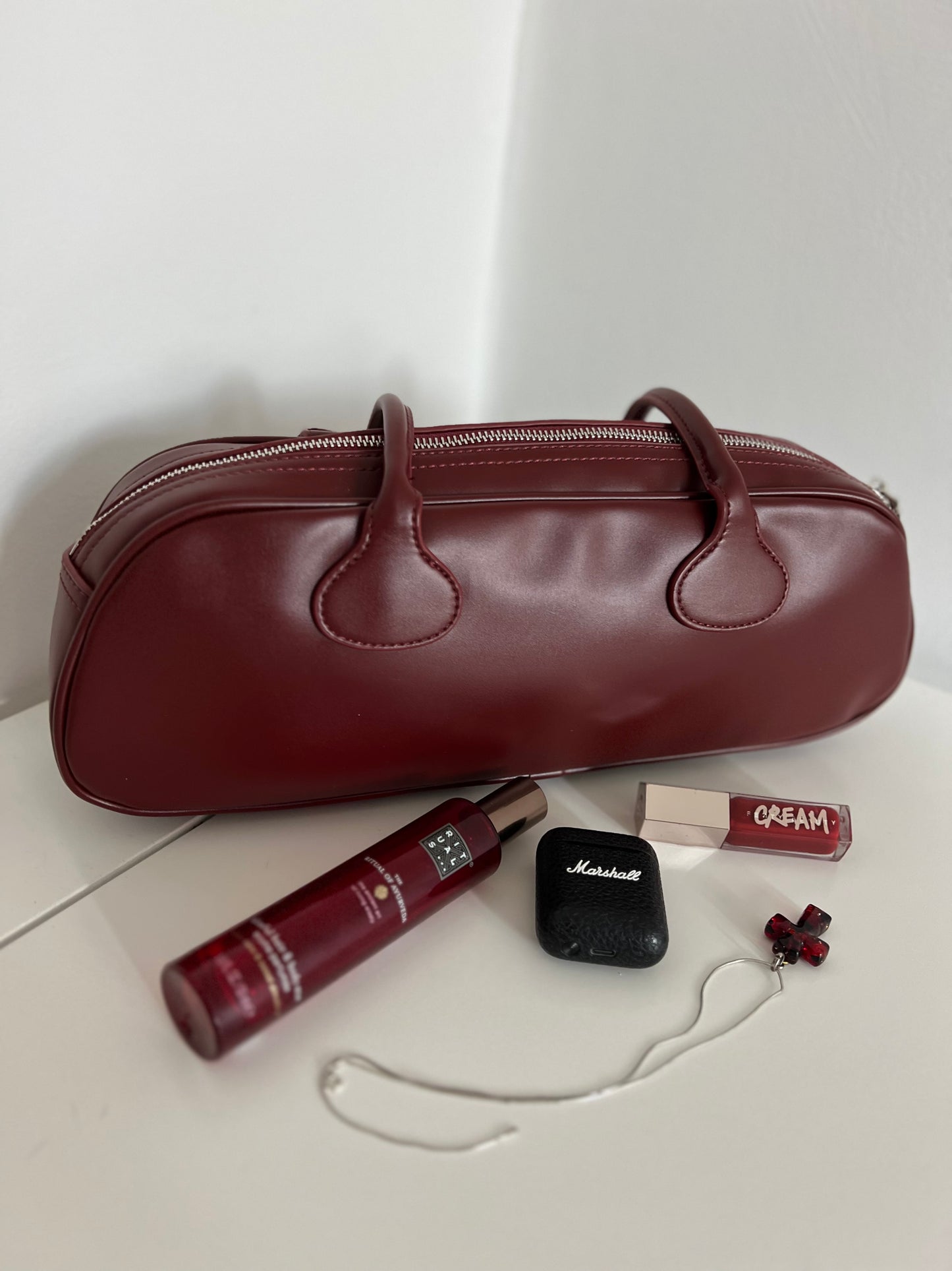 SASHA – Marsala Leather Baguette Bag
