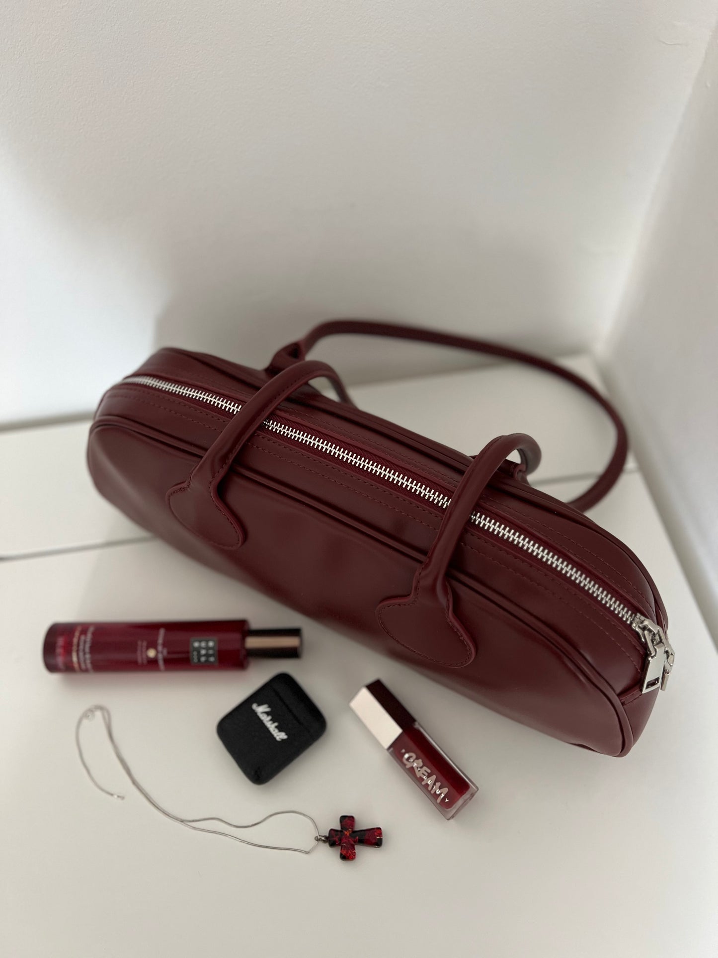 SASHA – Marsala Leather Baguette Bag