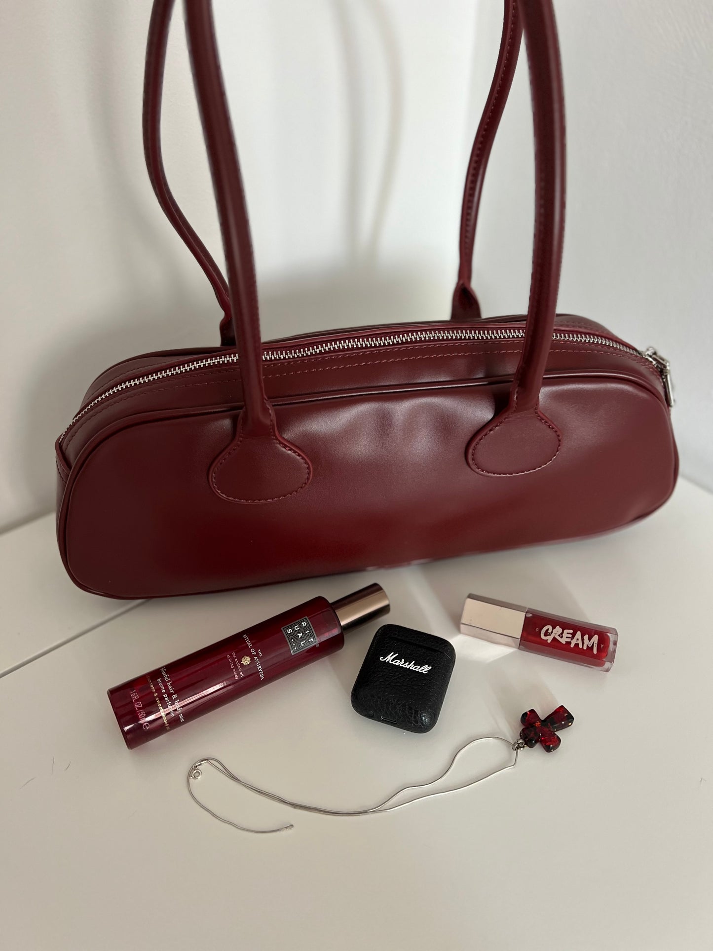SASHA – Marsala Leather Baguette Bag