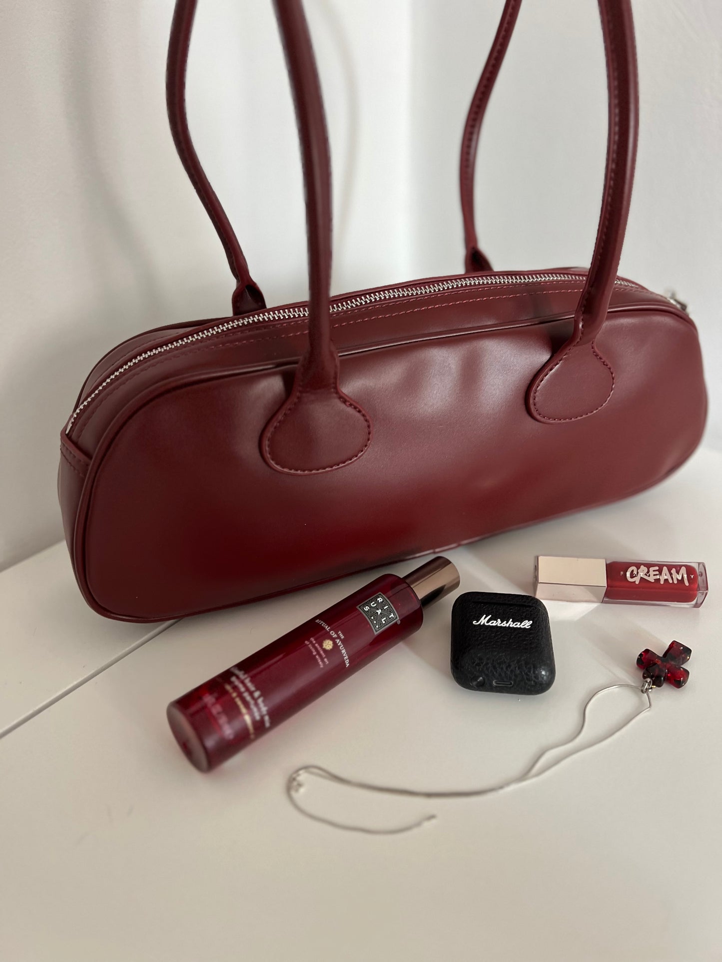 SASHA – Marsala Leather Baguette Bag