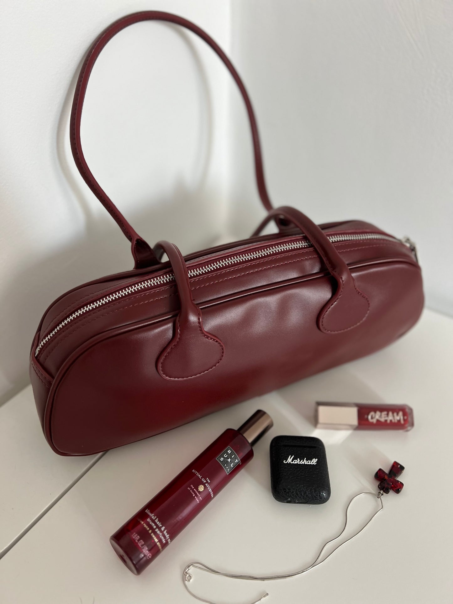 SASHA – Marsala Leather Baguette Bag